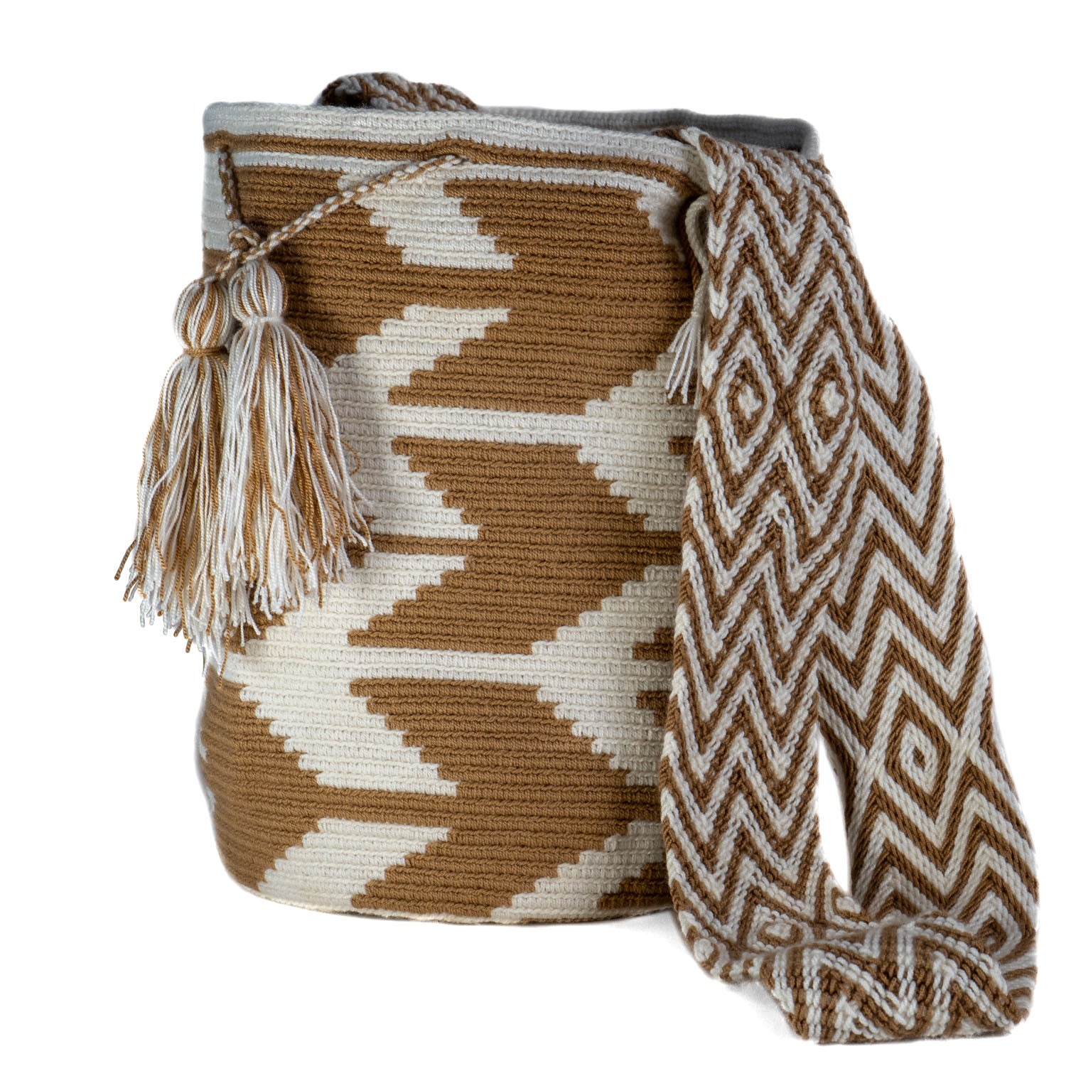 WAYUU MOCHILA ワユー コロンビア産 Colombia Wayuu excl. chocolate pink L | Happies People