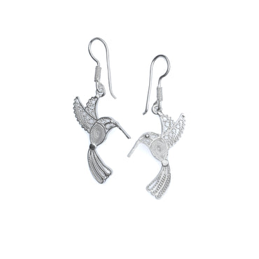 Silver Hummingbird Dangle Earrings