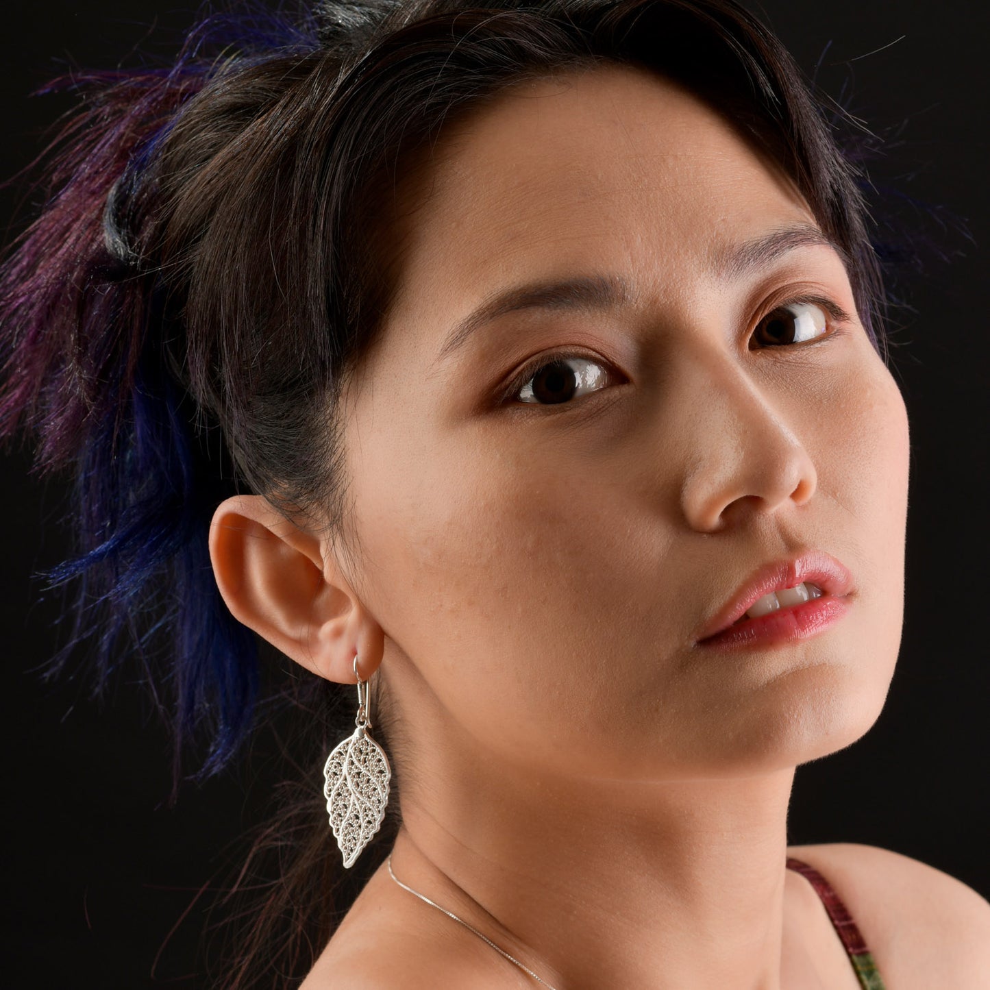 Silver Leaf Filigree Earrings