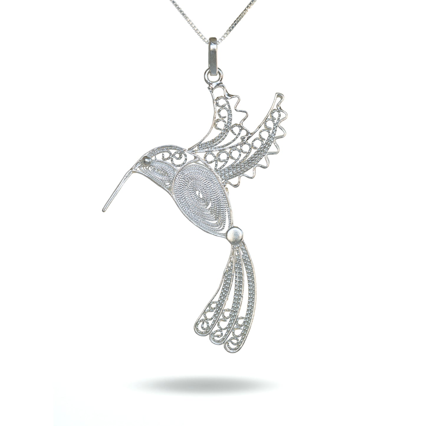 Graceful Hummingbird Filigree Necklace