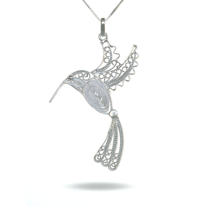 Graceful Hummingbird Filigree Necklace