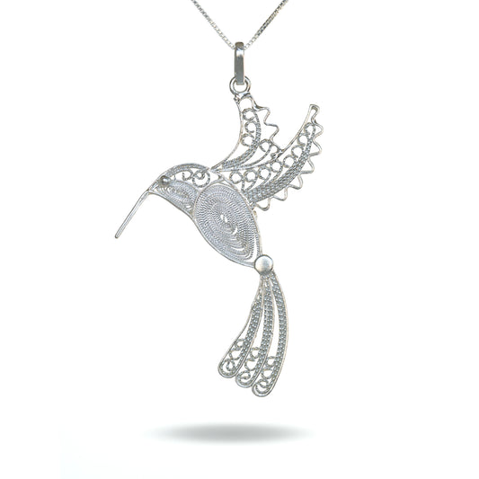 Graceful Hummingbird Filigree Necklace