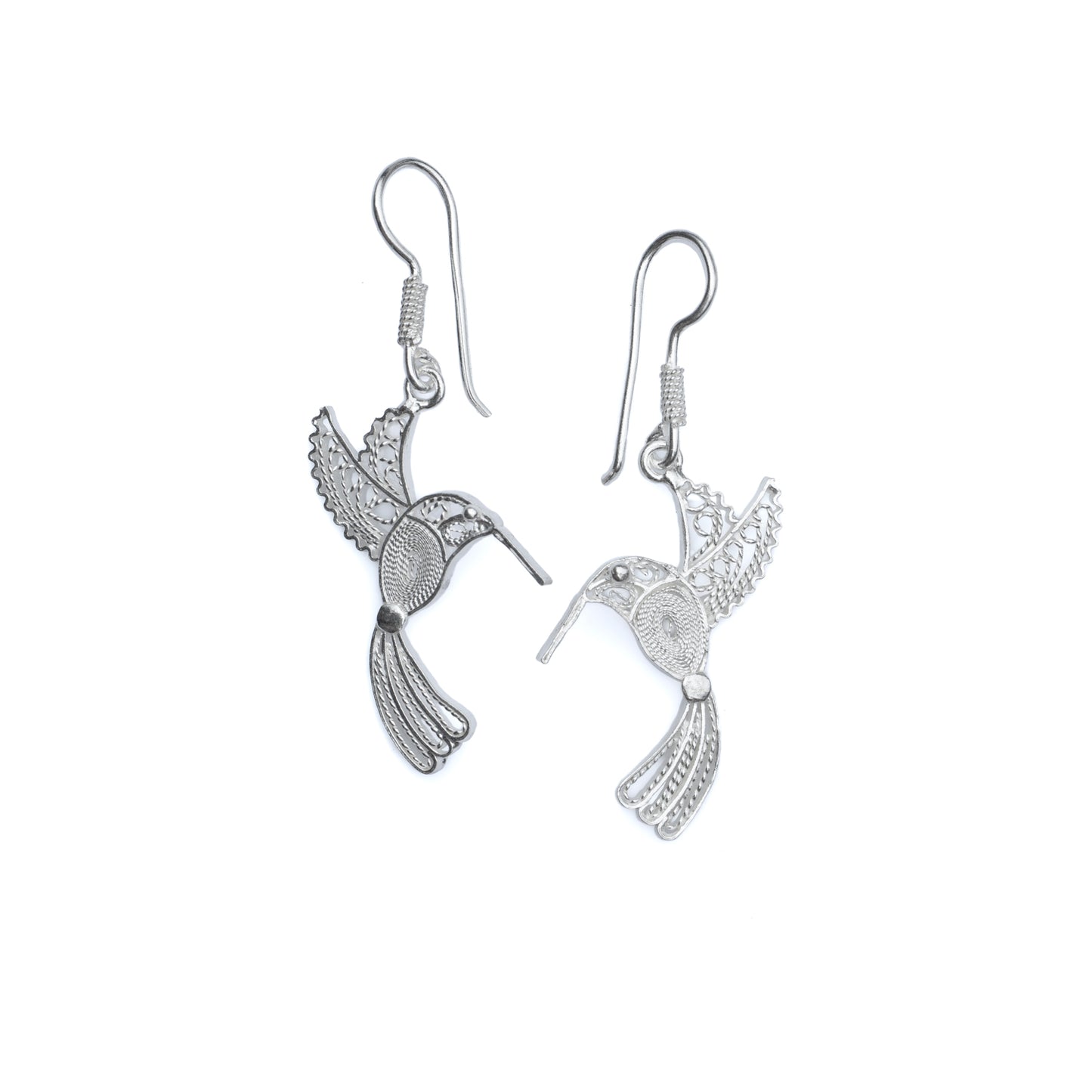 Silver Hummingbird Dangle Earrings