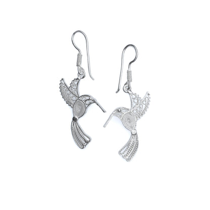 Silver Hummingbird Dangle Earrings