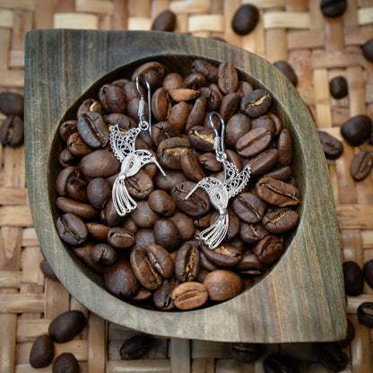 Silver Hummingbird Dangle Earrings