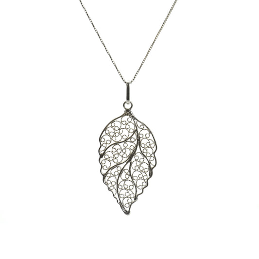 Silver Leaf Filigree Necklace